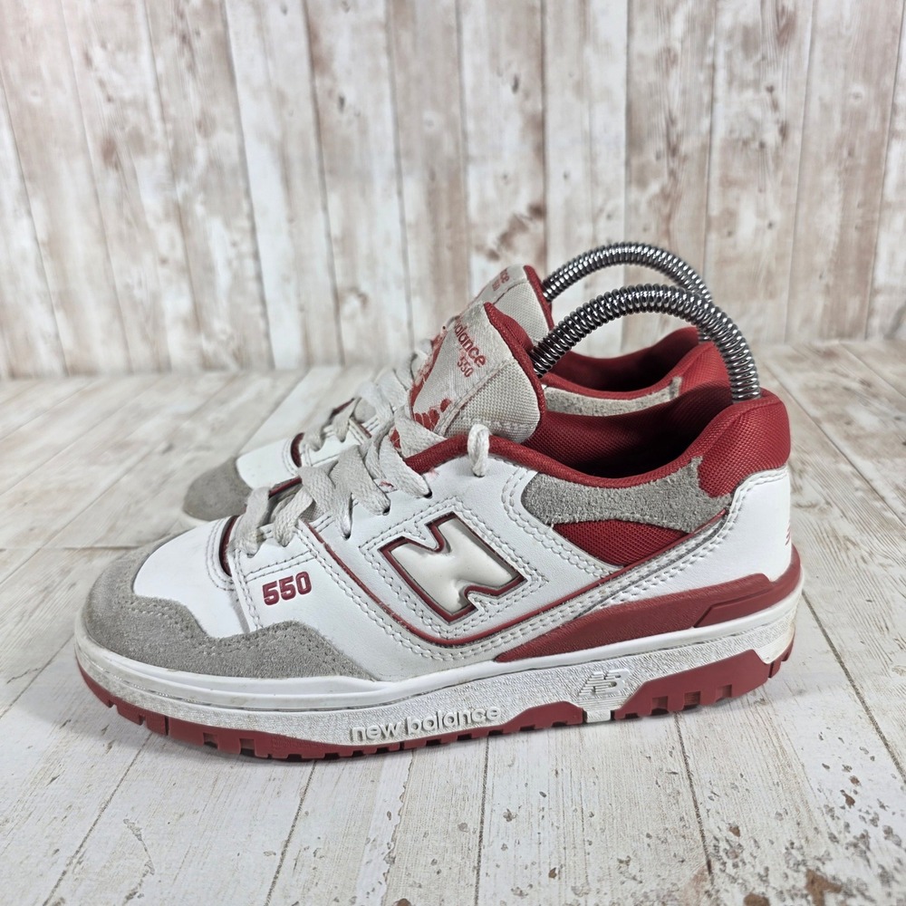 New Balance 550 Womens 6.5 White Red Grey Leather Sneakers GSB550TF - Picture 4 of 8